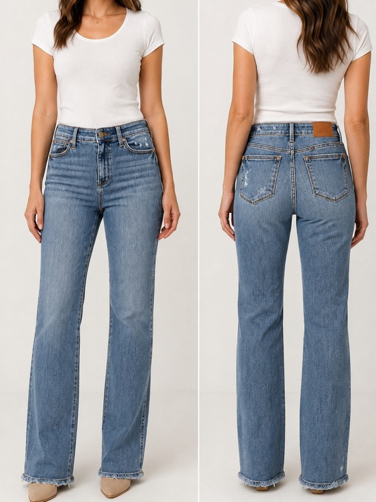 Judy Blue Denim - Judy Blue Dad Jean Women’s Size 9/29 Medium Wash Distressed Straight Leg Jeans